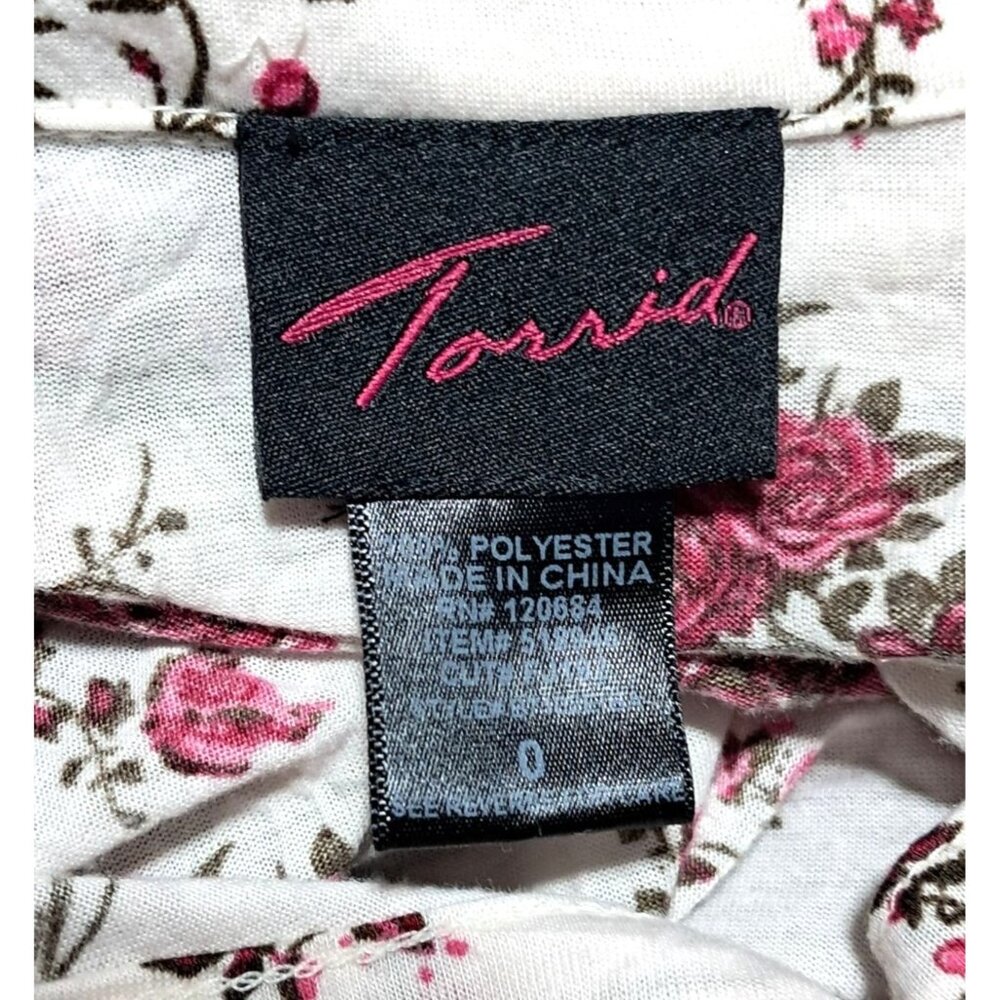 Torrid Top Womens Size 0 (12) Rose Floral Button Up Blouse Boho Whimsy - Picture 2 of 10